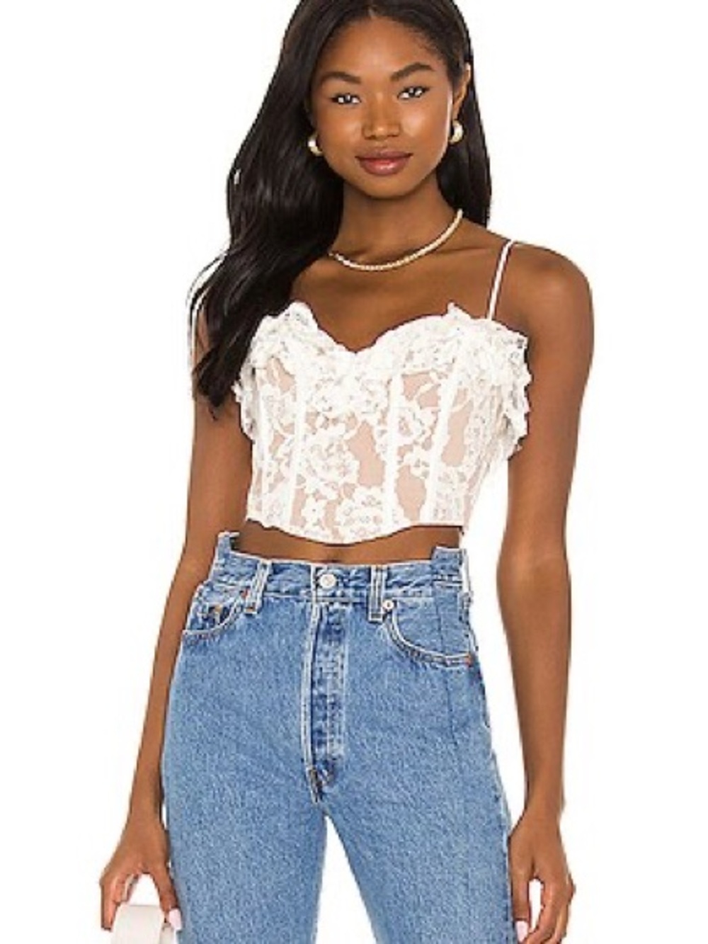 For Love And Lemons Ivory Lace Jillian bustier corset top lace up - Picture 5 of 8